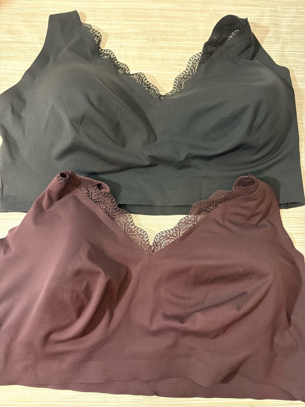 MAURICES 3X ✨ plus size lace trim padded bralette set maroon and black like new